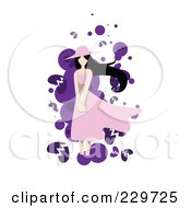Royalty Free RF Clipart Illustration Of A Broken Hearted Woman Over Purple And White