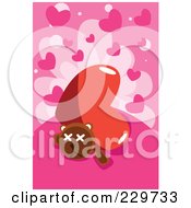 Royalty Free RF Clipart Illustration Of A Big Heart Crushing A Teddy Bear On A Pink Background by mayawizard101