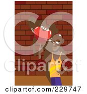 Royalty Free RF Clipart Illustration Of A Man Spinning A Heart On His Finger
