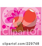 Royalty Free RF Clipart Illustration Of A Lonely Teddy Bear Leaning Against A Heart On A Pink Background by mayawizard101