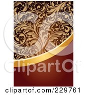 Royalty Free RF Clipart Illustration Of A Gold And Red Ornate Floral Leaf Background With Copyspace
