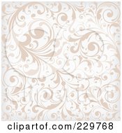 Poster, Art Print Of Beige And White Background Pattern Of Leafy Vines