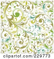 Poster, Art Print Of Green And White Background Pattern Of Leafy Vines