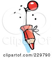Royalty Free RF Clipart Illustration Of A Pencil Hanging On A String by Johnny Sajem