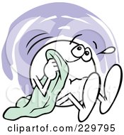 Royalty Free RF Clipart Illustration Of A Scared Moodie Character Holding His Security Blanket