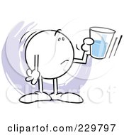 Poster, Art Print Of Distraught Moodie Character Holding A Glass Half Empty