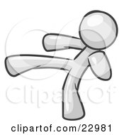 Clipart Illustration Of A White Man Kicking Perhaps While Kickboxing