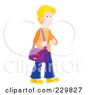 Royalty Free RF Clipart Illustration Of A Blond Man Carrying A Shoulder Bag 2