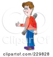Royalty Free RF Clipart Illustration Of A Friendly Man Carrying A Bag 1
