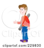 Royalty Free RF Clipart Illustration Of A Friendly Man Carrying A Bag 2