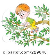 Royalty Free RF Clipart Illustration Of A Boy On A Tree Branch 1