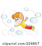 Boy Flying Near Clouds - 1