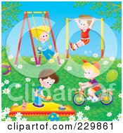Poster, Art Print Of Boys And Girls Playing Outdoors