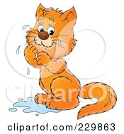 Poster, Art Print Of Sad Cat Crying In A Puddle Of Tears - 1