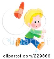 Royalty Free RF Clipart Illustration Of A Blond Boy Running 2 by Alex Bannykh