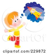 Poster, Art Print Of Boy Daydreaming Of A Rocket