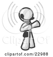 Clipart Illustration Of A White Customer Service Representative Taking A Call With A Headset In A Call Center
