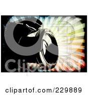Royalty Free RF Clipart Illustration Of A Camera Over A Grungy Rainbow Burst
