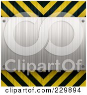 Poster, Art Print Of Brushed Metal Plaque Over Hazard Stripes