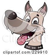 Royalty Free RF Clipart Illustration Of A Happy Dog Face With A Bone Collar by John Schwegel