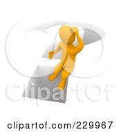 Royalty Free RF Clipart Illustration Of A 3d Anaranjado Man Sitting On The Ledge Of A Deep Question Mark