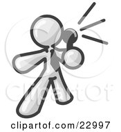 Clipart Illustration Of A White Man Holding A Megaphone And Making An Announcement by Leo Blanchette