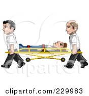 Pixelated Paramedics Carrying A Man On A Stretcher