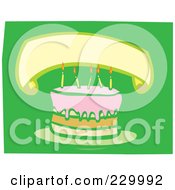 Poster, Art Print Of Blank Banner Over A Birthday Cake With Candles On Green