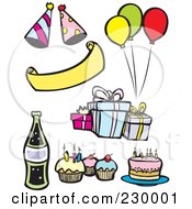 Poster, Art Print Of Digital Collage Of Birthday Party Items