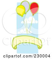 Poster, Art Print Of Blank Banner Under Party Balloons In The Sky