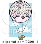 Poster, Art Print Of Lions In A Hot Air Balloon In A Blue Cloudy Sky