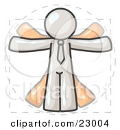 Clipart Illustration Of A Man In Motion White Vitruvian Cartoon Man by Leo Blanchette