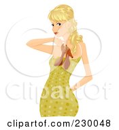 Poster, Art Print Of Sexy Blond Woman Looking Back And Carrying Heels Over Her Shoulder