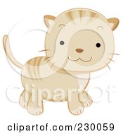 Royalty Free RF Clipart Illustration Of A Cute Beige Kitten Smiling