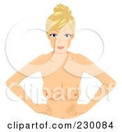 Royalty Free RF Clipart Illustration Of A Blond Woman Performing A Self Breast Exam 1 by BNP Design Studio