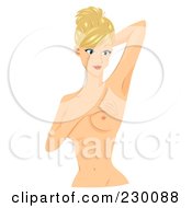 Royalty Free RF Clipart Illustration Of A Blond Woman Performing A Self Breast Exam 4
