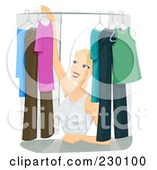 Pretty Woman Organizing Clothes In Her Closet