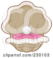 Royalty Free RF Clipart Illustration Of An Open Clam With A White Pearl