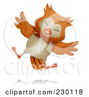 Royalty Free RF Clipart Illustration Of A Happy Owl Jumping