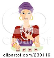 Royalty Free RF Clipart Illustration Of A Fortune Teller Reading Cards by BNP Design Studio