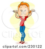 Royalty Free RF Clipart Illustration Of A Deflated Woman Over Yellow