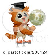 Poster, Art Print Of Professor Owl Holding A Globe