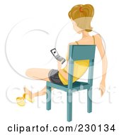 Poster, Art Print Of Teen Girl Sitting In A Chair And Texting On Her Cell Phone