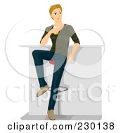 Royalty Free RF Clipart Illustration Of A Man Sitting At A Bar And Holding A Beer