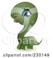 Royalty Free RF Clipart Illustration Of A Cute Baby Brontosaurus