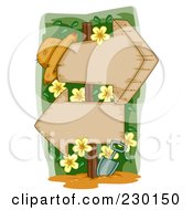 Garden Hat With Yellow Flowers And Two Wooden Arrow Signs