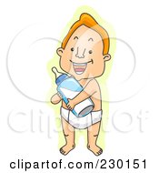 Poster, Art Print Of Grown Man Holding A Baby Bottle Over Yellow