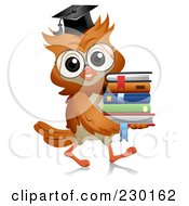 Royalty Free RF Clipart Illustration Of A Professor Owl Carrying Books
