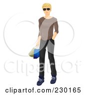 Royalty Free RF Clipart Illustration Of A Blond Man Carrying Shopping Bags