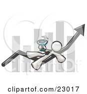 Clipart Illustration Of A White Business Owner Man Relaxing On An Increase Bar And Drinking Finally Taking A Break